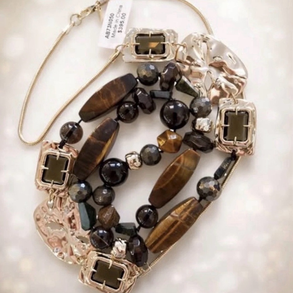 Alexis Bittar Multi-Strand Brown and Black Statement Necklace